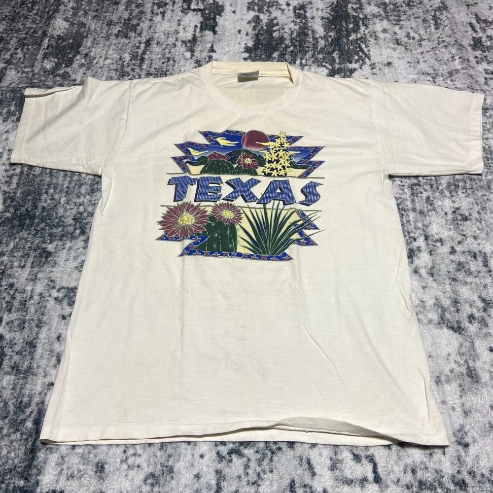 Vintage All Sport Texas Cactus Floral Desert Graphic T Shirt‎ Mens Size L